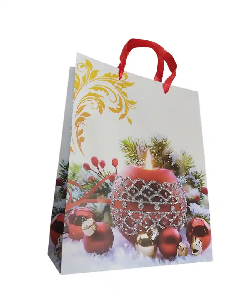Bolsa De Regalo Navidad Vela Mediana 32 Cm X 25 Cm