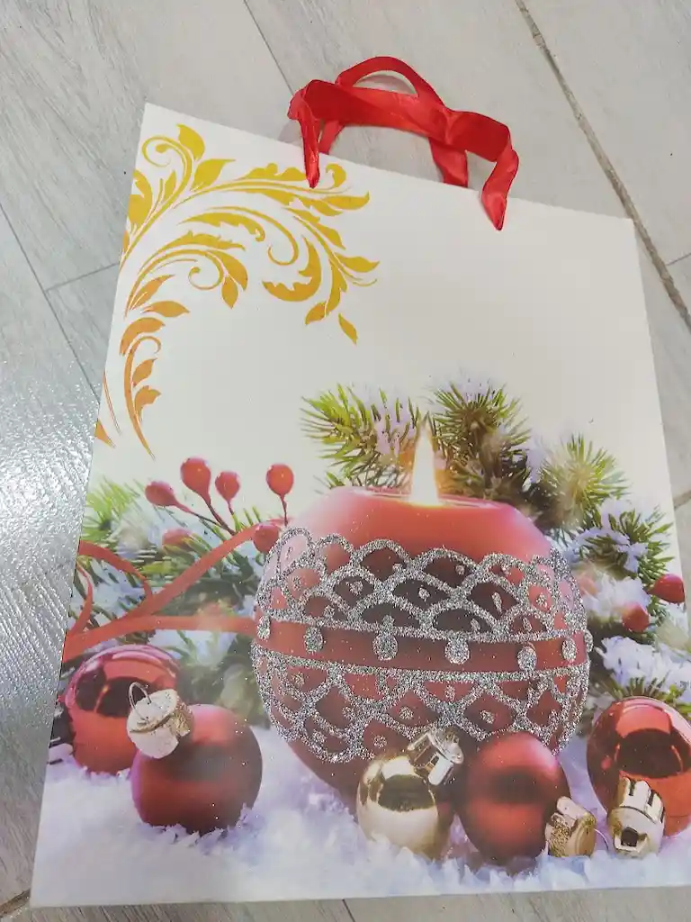 Bolsa De Regalo Navidad Vela Mediana 32 Cm X 25 Cm