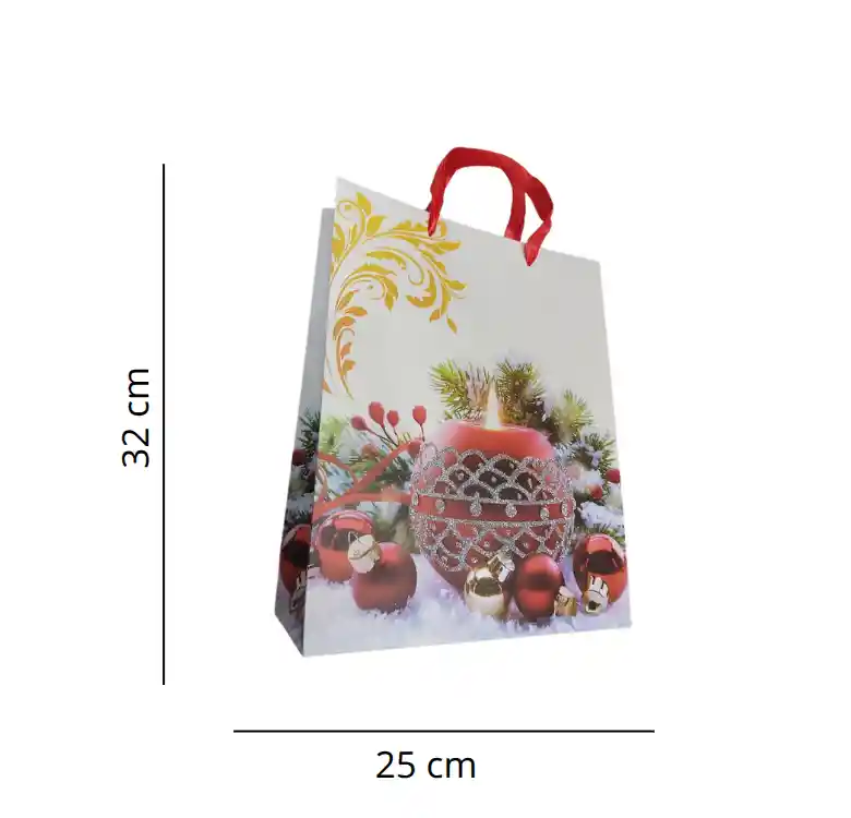 Bolsa De Regalo Navidad Vela Mediana 32 Cm X 25 Cm