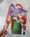 Bolsa De Regalo Navidad Papa Noel Y Reno Mediana 32 Cm X 25 Cm