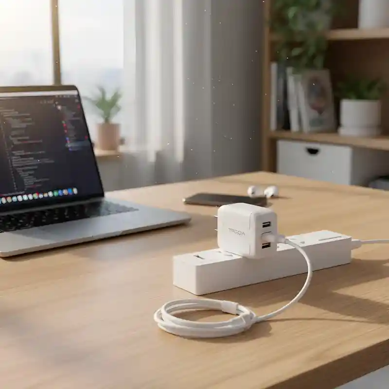 Cargador Treqa Completo Adaptador Con Tres Usb Y Cable Tipo C Rapido