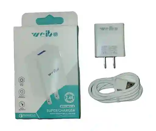 Cargador Weibo Completo Adaptador Y Cable Tipo C Blanco Sencillo