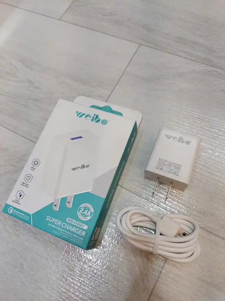 Cargador Weibo Completo Adaptador Y Cable Tipo C Blanco Sencillo