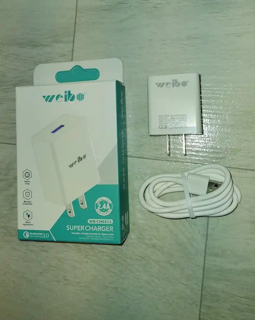 Cargador Weibo Completo Adaptador Y Cable Tipo C Blanco Sencillo