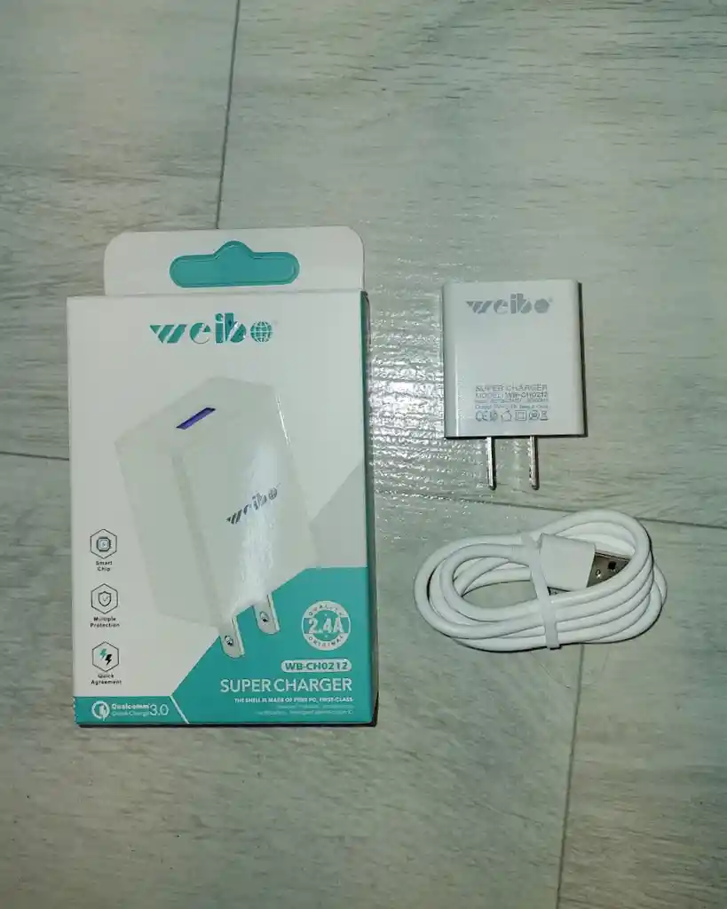 Cargador Weibo Completo Adaptador Y Cable Tipo C Blanco Sencillo