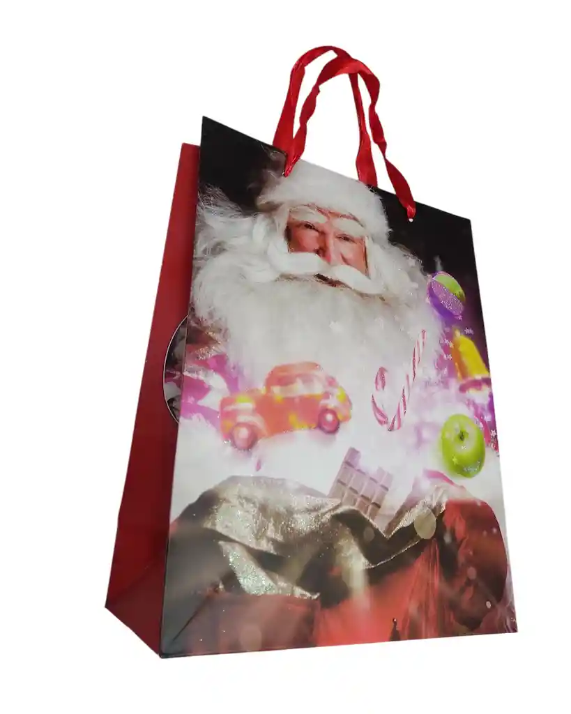 Bolsa De Regalo Navidad Papa Noel Mediana 32 Cm X 25 Cm