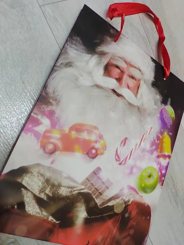 Bolsa De Regalo Navidad Papa Noel Mediana 32 Cm X 25 Cm