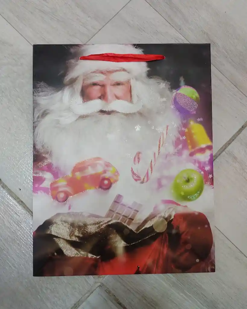 Bolsa De Regalo Navidad Papa Noel Mediana 32 Cm X 25 Cm