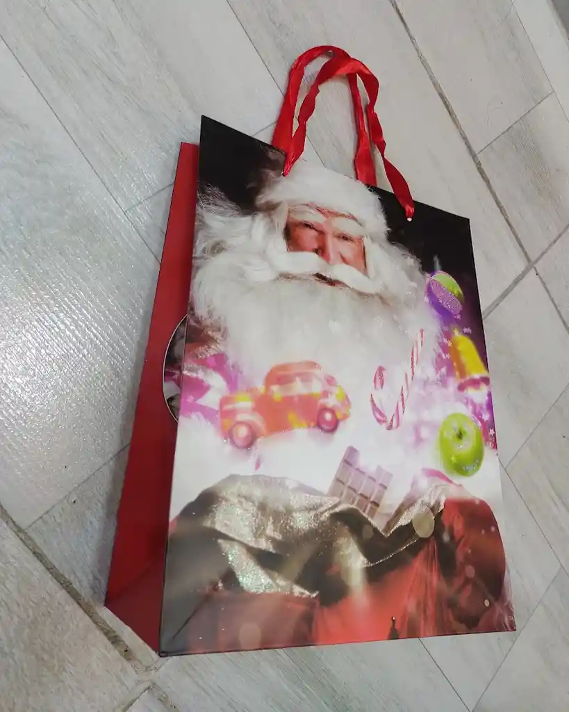 Bolsa De Regalo Navidad Papa Noel Mediana 32 Cm X 25 Cm