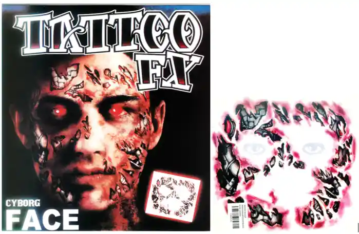 Tautaje En Latex, Maquillaje Cyborg Face, 18 Lar. Por 16 Anc.