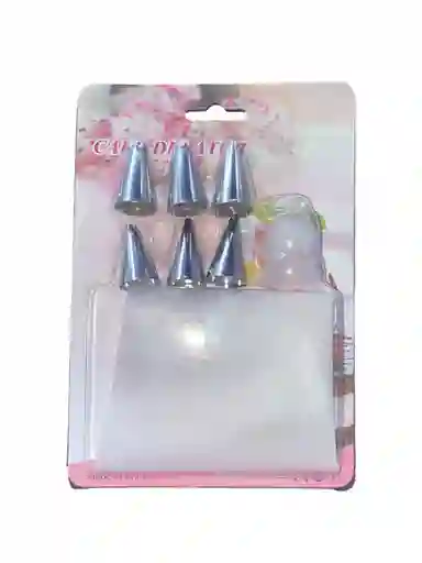 Manga Pastelera Con Seis Diseños De Boquilla Para Decoracion De Pasteles