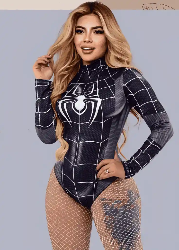 Disfraz Spiderman Black Mujer Body - Sexy Cosplay Halloween (talla Única)