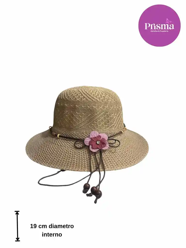 Sombrero Mediano Beige Con Flor