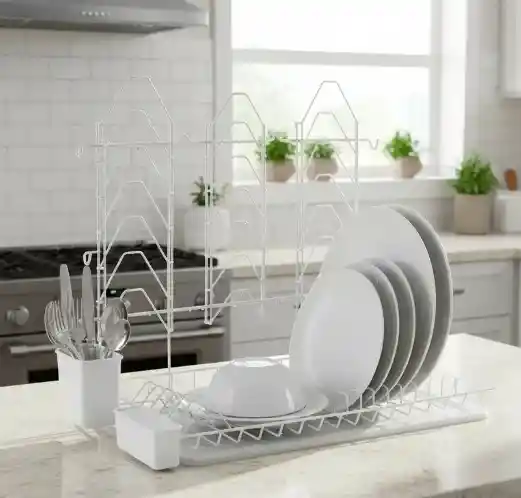 Locero De Pared Plastificado Parrilla Porta Cubiertos Blanco