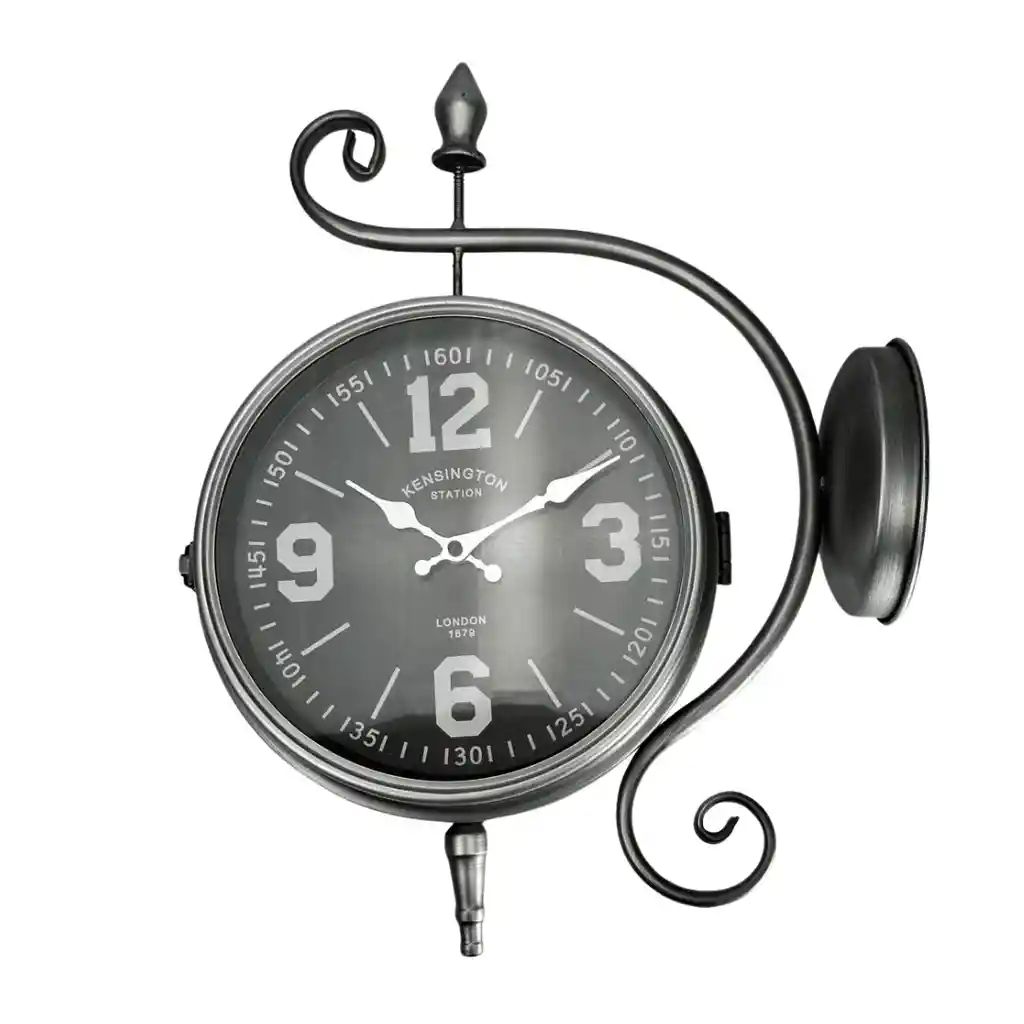 Reloj Metálico De Pared Doble Cara Decorativo