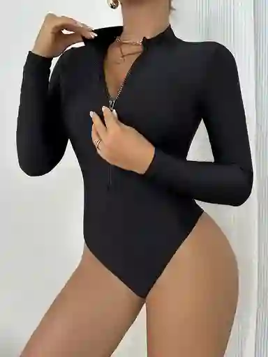 Traje De Natación Negro Manga Larga Talla S.