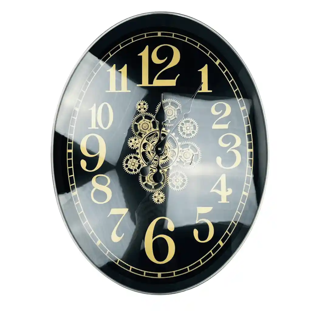 Reloj De Lujo Ovalado En Metal Con Maquinaria Visible 70 Cm