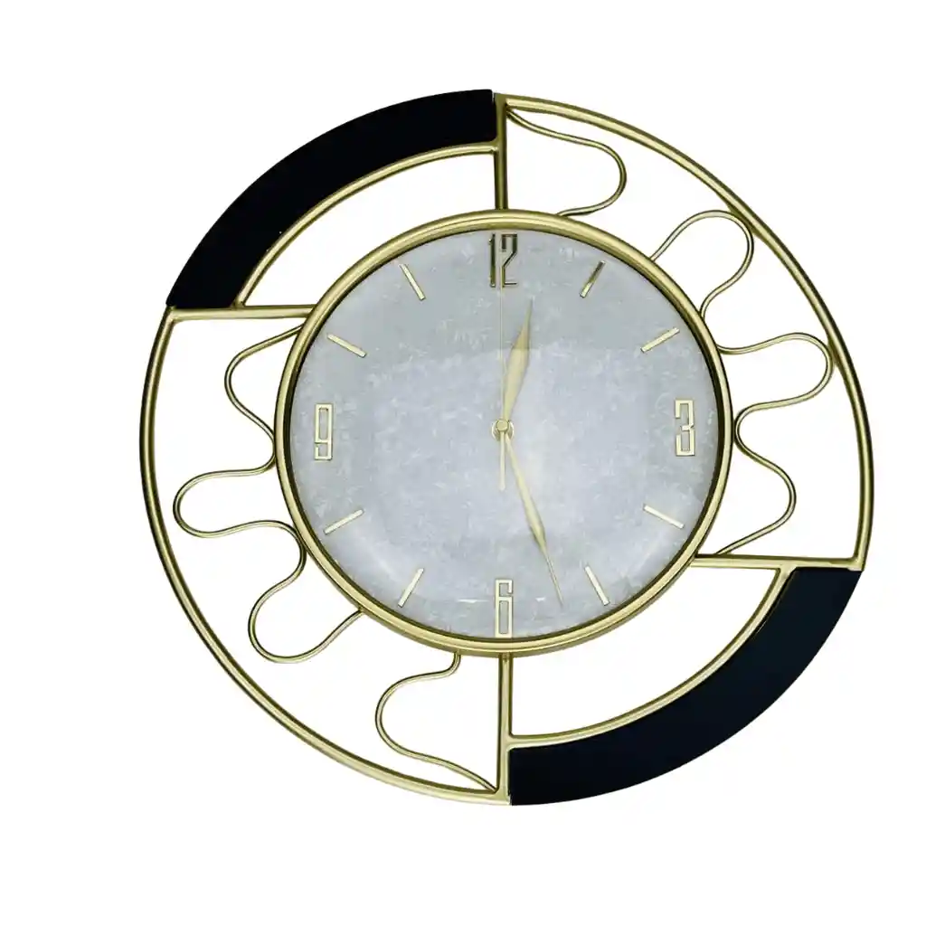Reloj Decorativo En Metal Dorado Y Negro
