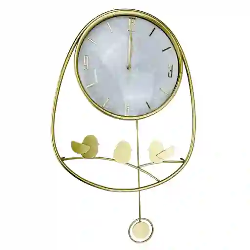 Reloj Decorativo Dorado En Metal Con Pajaritos