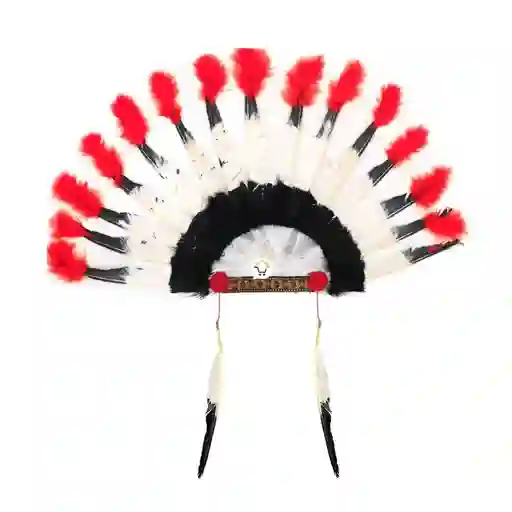 Balaca Plumas Indio Grande Colores Negro Con Rojo - Negro Con Blanco