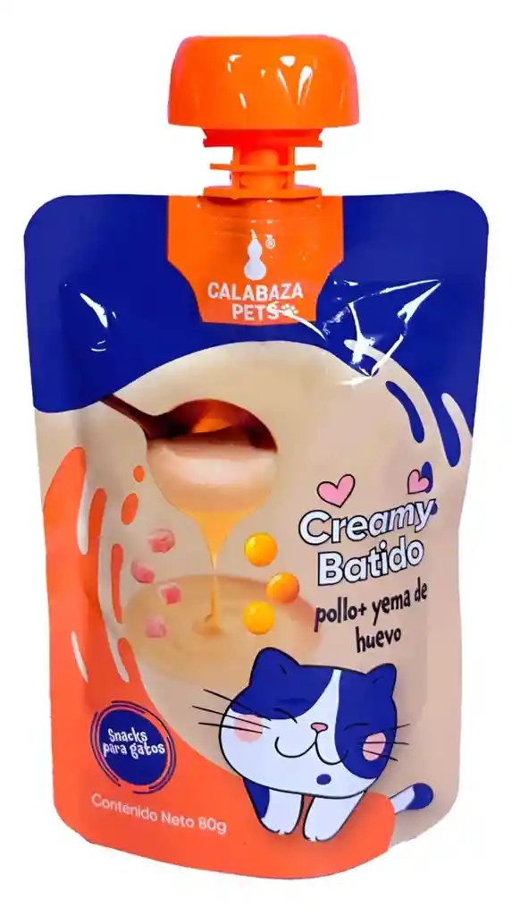 Snack Creamy Batido Pollo Y Yema Huevo X 6 Und Gato Calabaza Pets
