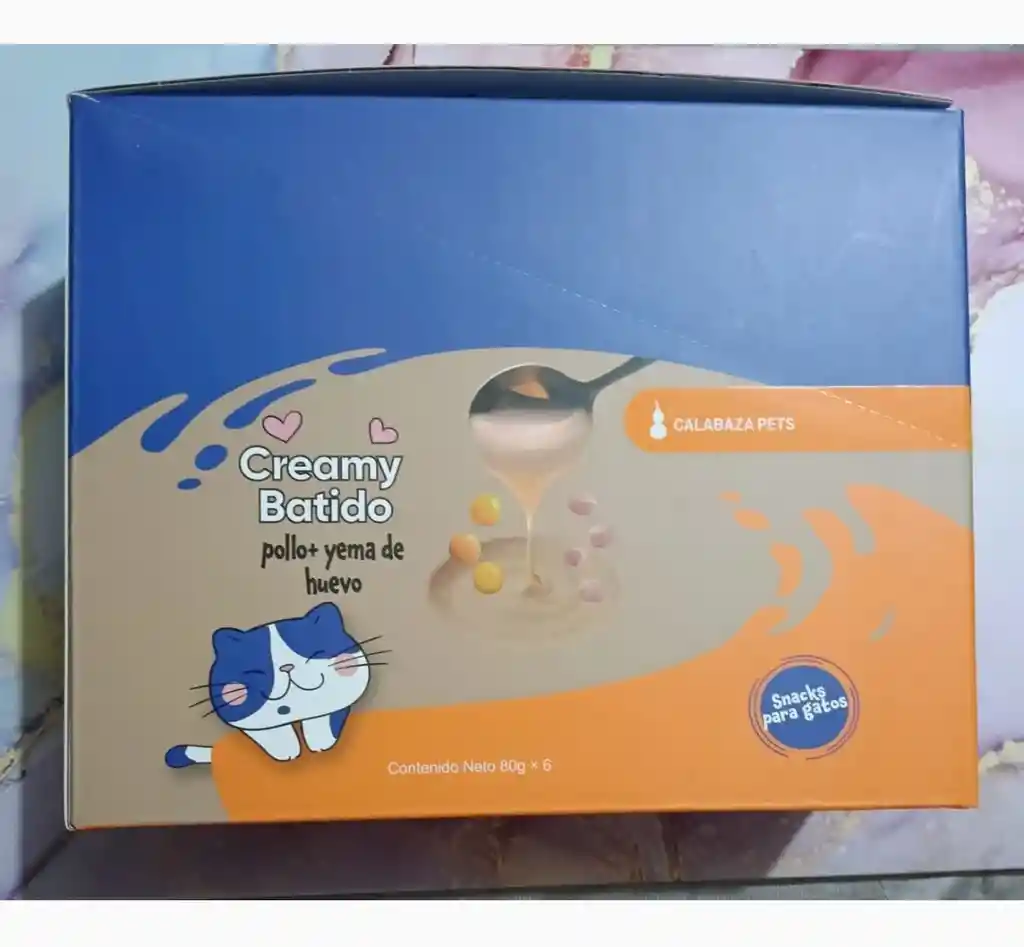 Snack Creamy Batido Pollo Y Yema Huevo X 6 Und Gato Calabaza Pets