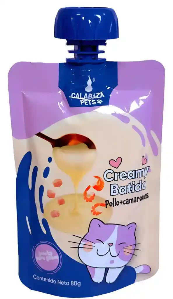 Snack Creamy Batido Pollo Y Camarones X 6 Und Gato Calabaza Pets