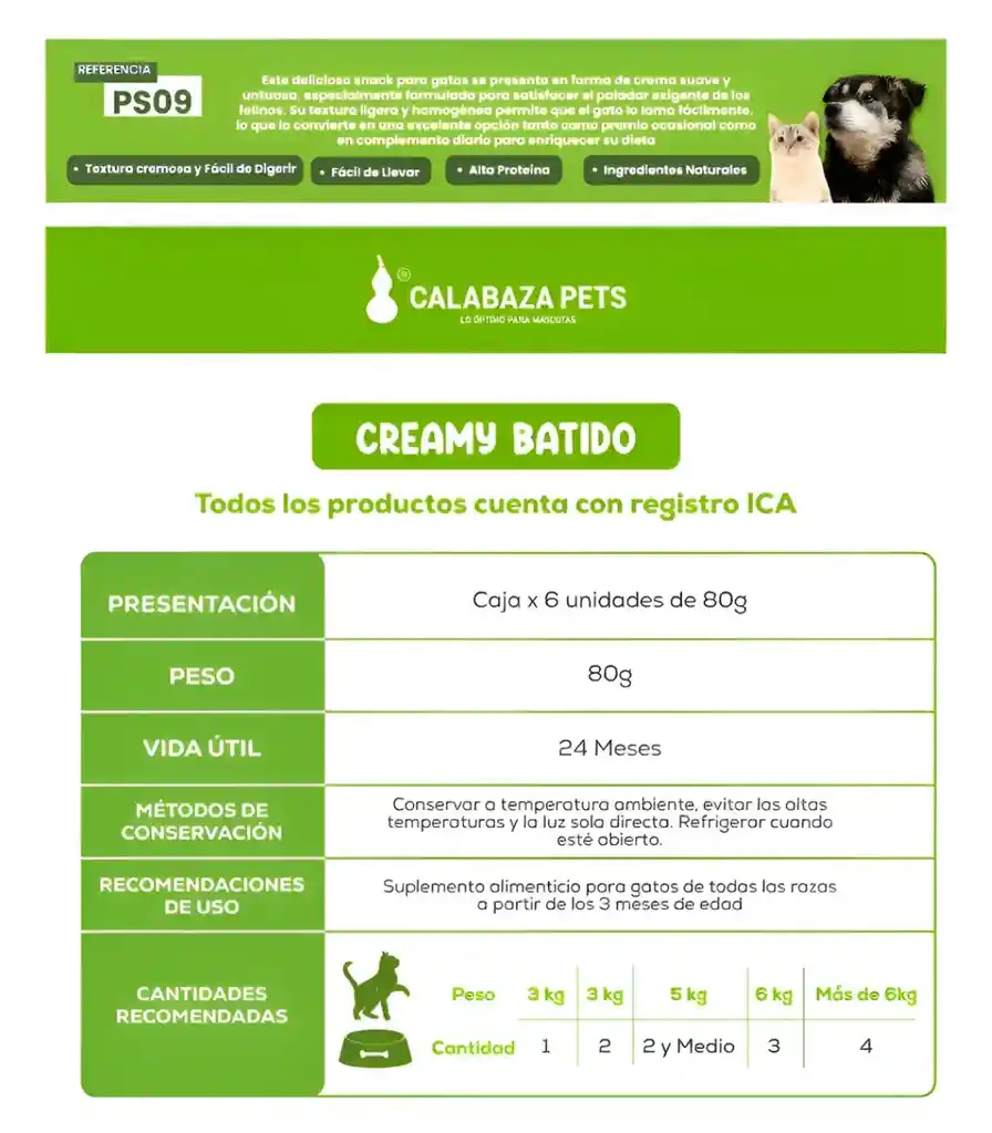 Snack Creamy Batido Pollo Y Camarones X 6 Und Gato Calabaza Pets
