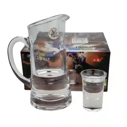 Set De Jarra Mini Con 6 Copas En Cristal