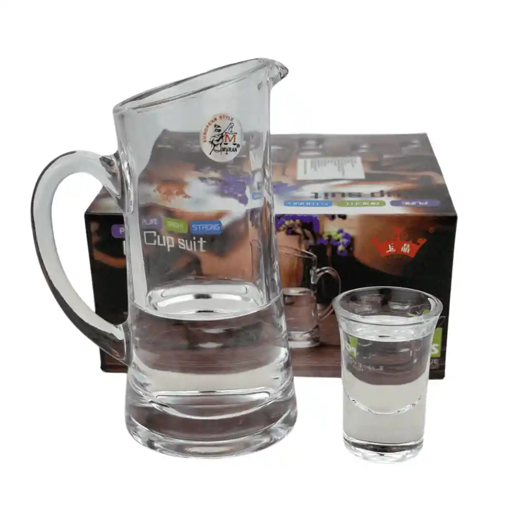 Set De Jarra Mini Con 6 Copas En Cristal