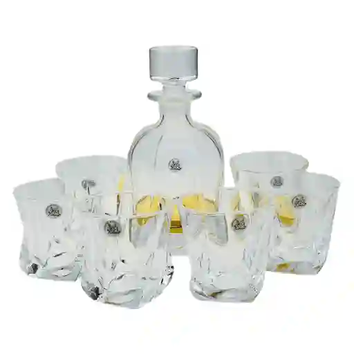 Set De Whisky En Cristal Con Botella Y Copas