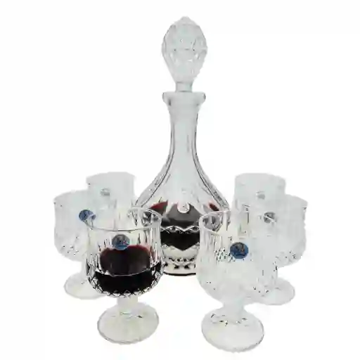 Set De Vino En Cristal Con Botella Y Copas