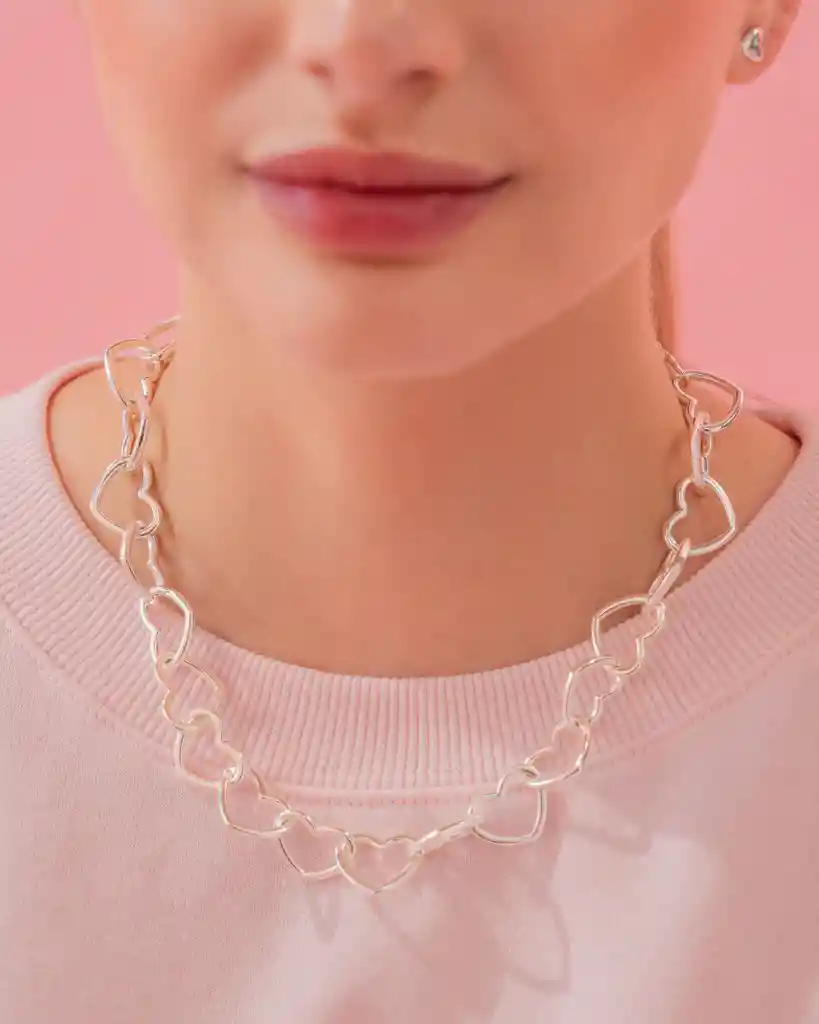 Ave Maria Choker Cadena Corazón Plateada By Jose Y Cami