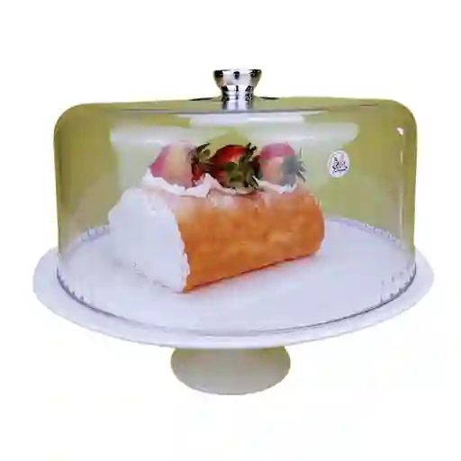 Base Para Torta En Porcelana Con Tapa Acrílica