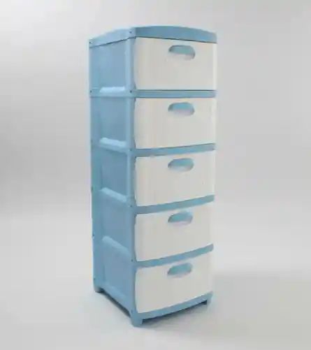 Cajonero Organizador 5 Gavetas Plástico Azul Blanco Dubái