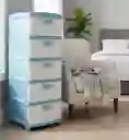 Cajonero Organizador 5 Gavetas Plástico Azul Blanco Dubái