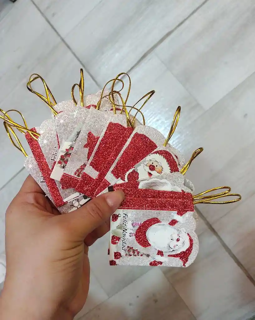 15 Tarjetas De-para Navideñas Variadas Gris Con Rojo