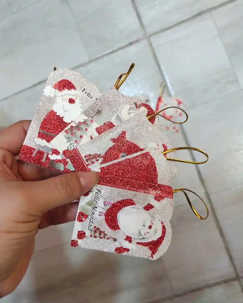 15 Tarjetas De-para Navideñas Variadas Gris Con Rojo