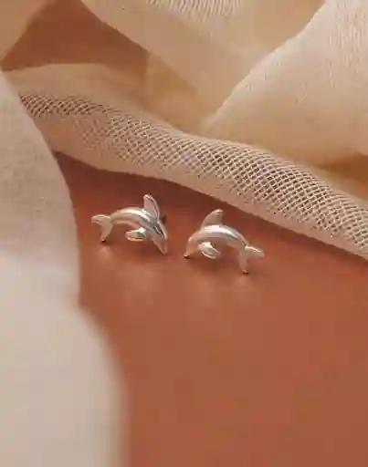 Entrelazos Aretes Delfin Plateados