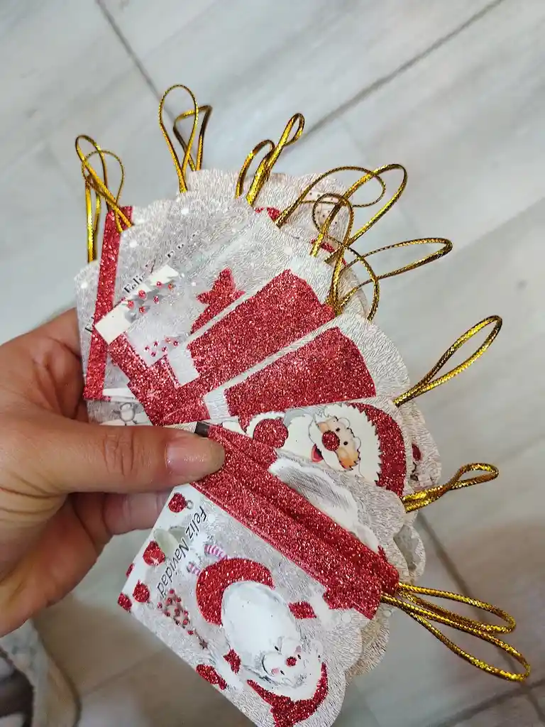 15 Tarjetas De-para Navideñas Variadas Gris Con Rojo