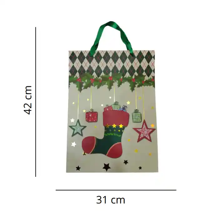 Bolsa De Regalo Navidad Bota Navideña Grande 42 Cm X 31 Cm