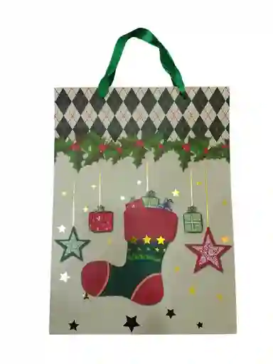 Bolsa De Regalo Navidad Bota Navideña Grande 42 Cm X 31 Cm