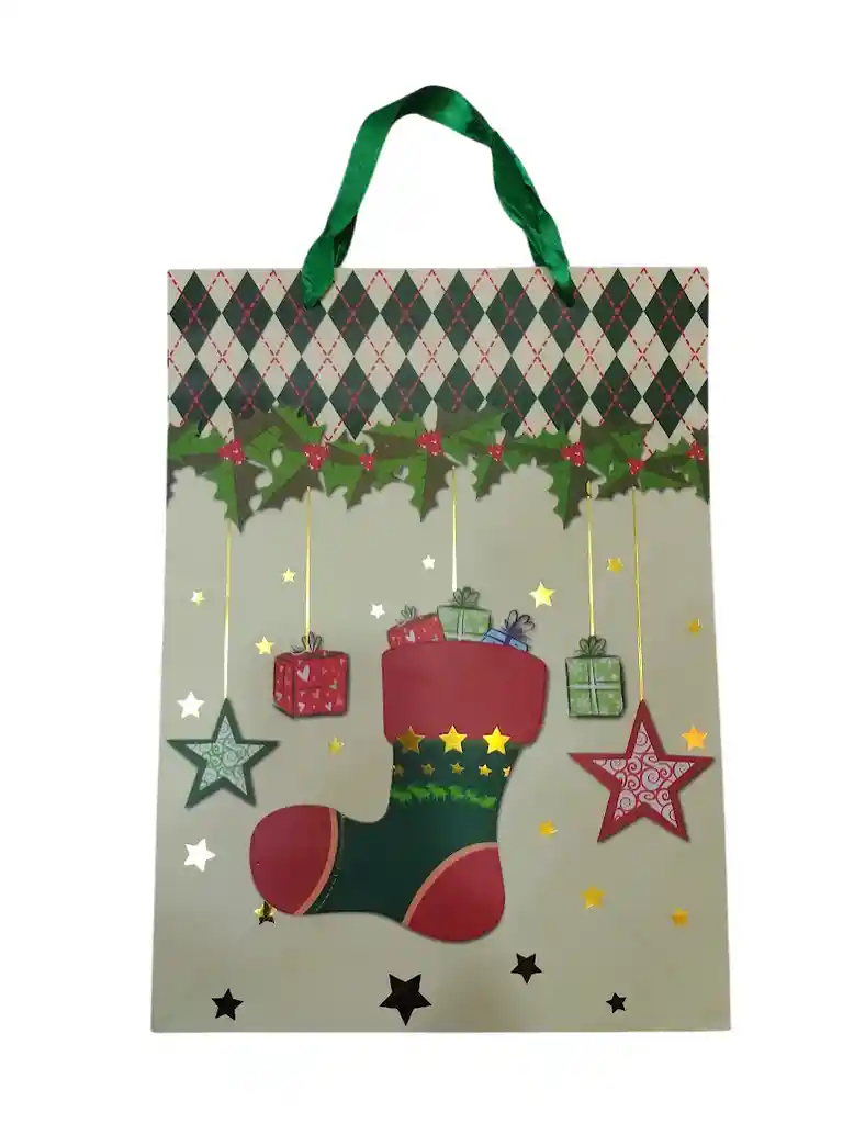 Bolsa De Regalo Navidad Bota Navideña Grande 42 Cm X 31 Cm