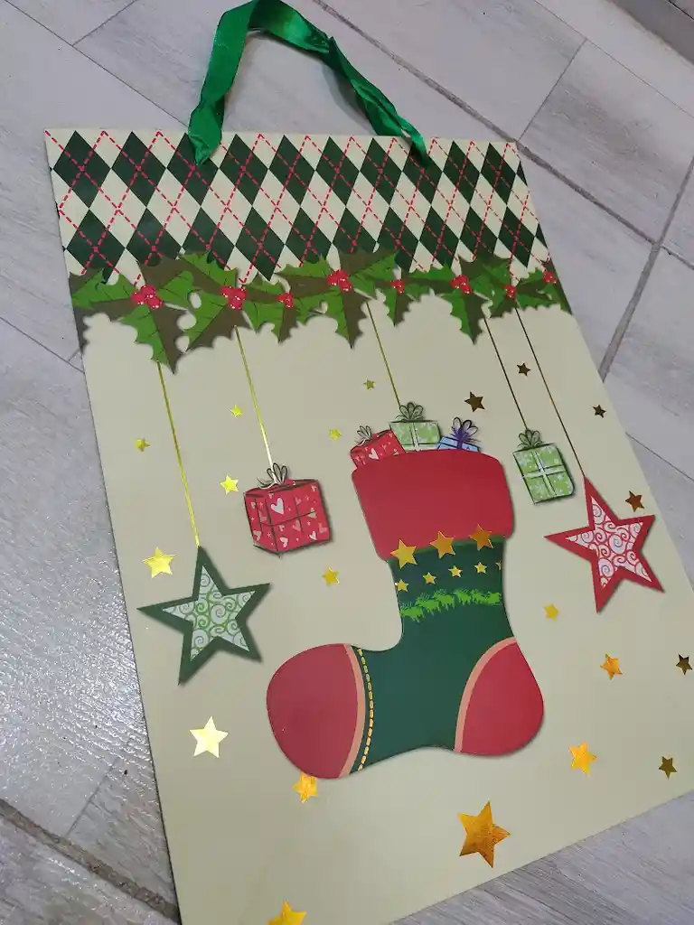 Bolsa De Regalo Navidad Bota Navideña Grande 42 Cm X 31 Cm