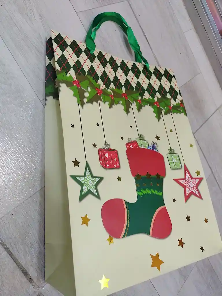 Bolsa De Regalo Navidad Bota Navideña Grande 42 Cm X 31 Cm