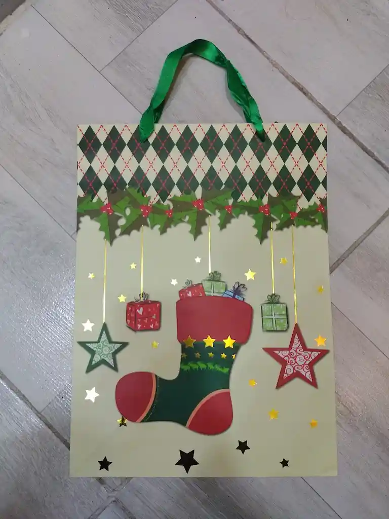 Bolsa De Regalo Navidad Bota Navideña Grande 42 Cm X 31 Cm
