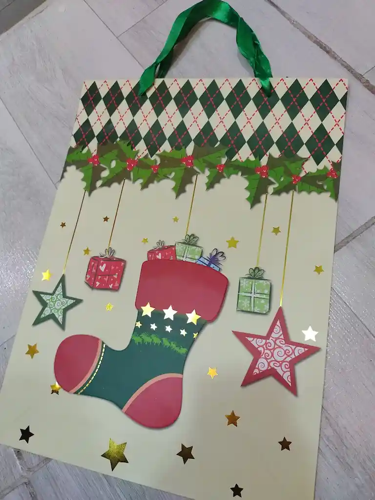 Bolsa De Regalo Navidad Bota Navideña Grande 42 Cm X 31 Cm