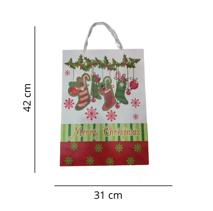Bolsa De Regalo Navidad Botas Navideñas Grande 42 Cm X 31 Cm