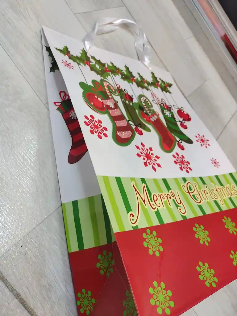 Bolsa De Regalo Navidad Botas Navideñas Grande 42 Cm X 31 Cm