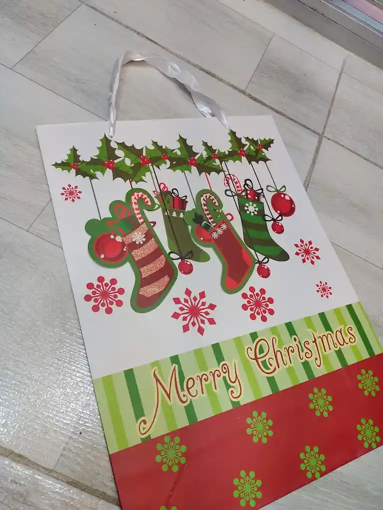 Bolsa De Regalo Navidad Botas Navideñas Grande 42 Cm X 31 Cm